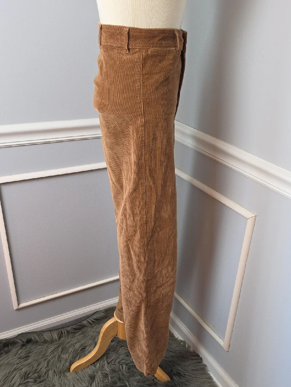 EVERLANE Toasted Coconut Flat Front Stretch Corduroy Straight Wide Leg Pants 2